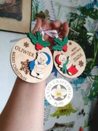 Personalised Name Christmas Bauble, Ball Tree, Xmas Tree Decor, Merry First Baby, Bauble For Kids - thumbnail 1