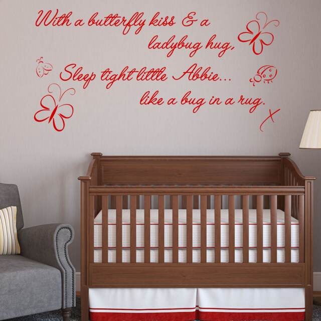 Personalized Butterfly Kiss Vinyl Wall Decal - Girls Nursery Decor - image 1