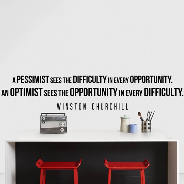Optimism Vs Pessimism Wall Decal - Churchill Quote Classroom Office Mindset Decor - image 1