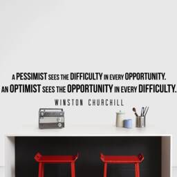 Optimism Vs Pessimism Wall Decal - Churchill Quote Classroom Office Mindset Decor - thumbnail 1