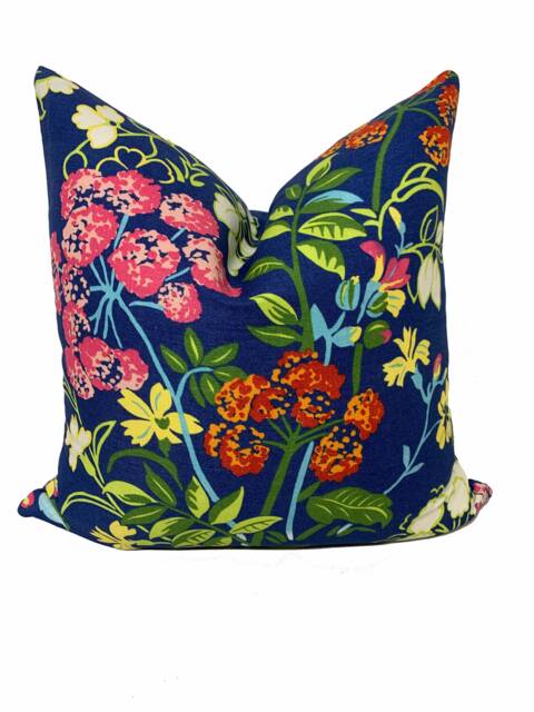 Thibaut Spring Garden Canopy Collection Navy Cushion Cover Pillow Double Sided - image 1