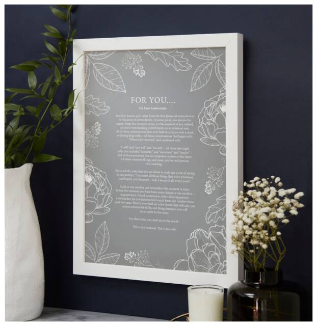Your Favourite Poem Lyrics Words Personalised Print. Floral Poster A4, A3. Custom Made Wedding Anniversary Funeral Reading Gift - image 1