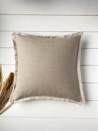Washed Linen Pillow Case With Natural Fringe in Various Colors/Cushion Cover Fringed Edge/Decorative Sham