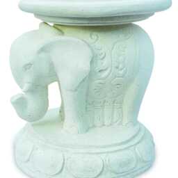 Bali Elephant Parasol Base With Drinks Table, Decorative Terrazzo Stand - thumbnail 2