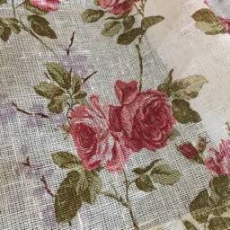 Linen Curtains Cafe Kitchen Valance Panels Shabby Chic Roses - thumbnail 3