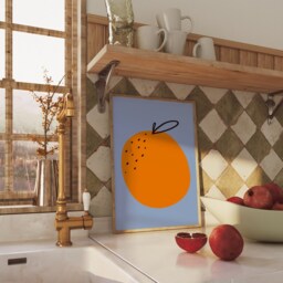 Orange Unframed Print - Fruit Minimalistic Poster Kitchen Art Prints Decor Colourful Cute - thumbnail 3