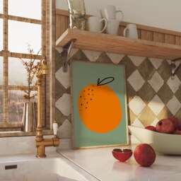 Orange Unframed Print - Fruit Minimalistic Poster Kitchen Art Prints Decor Colourful Cute - thumbnail 2