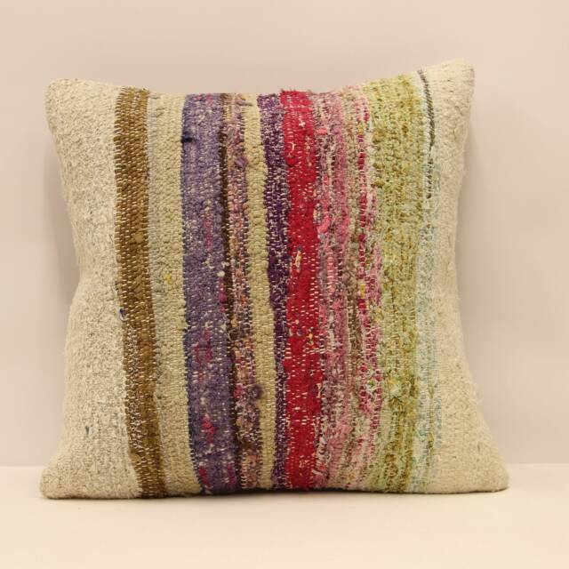 Ethnic Kilim Pillow Cover, Boho Home Decor - 16x16 Inch - image 1