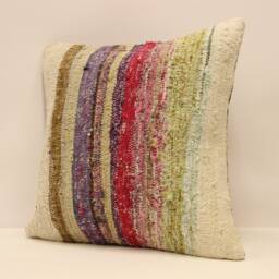 Ethnic Kilim Pillow Cover, Boho Home Decor - 16x16 Inch - thumbnail 3