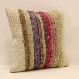 Ethnic Kilim Pillow Cover, Boho Home Decor - 16x16 Inch - thumbnail 2