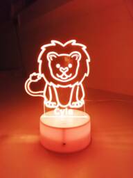 Personalised Animal Night Light -Lion - Children's Kids Bedroom Boys Room Led Girls Birthday Gift