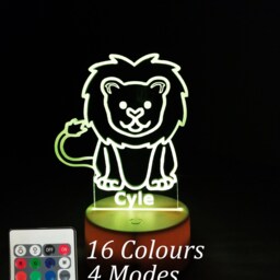 Personalised Animal Night Light -Lion - Children's Kids Bedroom Boys Room Led Girls Birthday Gift - thumbnail 3