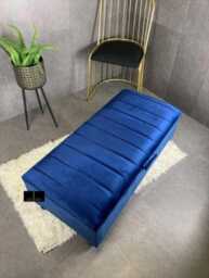 Blue Velvet Ottoman Bench - Handmade Chesterfield Storage Trunk