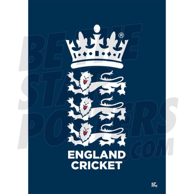 England Cricket Navy Crest Poster - Officially Licensed Product A4/A3 A2 + Framed Options - image 1