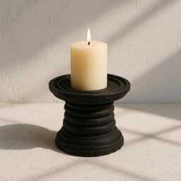 Black Wooden Candle Holder Gothic Home Decor - 19x15.5cm - thumbnail 2