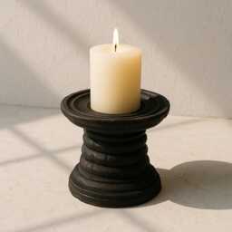 Black Wooden Candle Holder Gothic Home Decor - 19x15.5cm - thumbnail 1