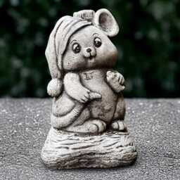 Christmas Mouse Statue Concrete Animal Sculpture Stone Figurine Outdoor Wildlife Decor Handmade Art Mouse Lover Gift Yard - thumbnail 2