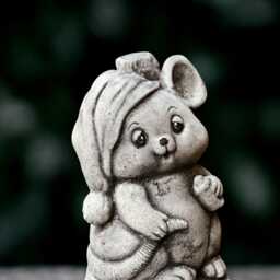 Christmas Mouse Statue Concrete Animal Sculpture Stone Figurine Outdoor Wildlife Decor Handmade Art Mouse Lover Gift Yard - thumbnail 3