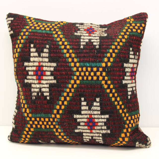 Handmade Turkish Kilim Pillow Cover, 20x20 Retro Cushion - image 1