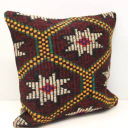 Handmade Turkish Kilim Pillow Cover, 20x20 Retro Cushion - thumbnail 2