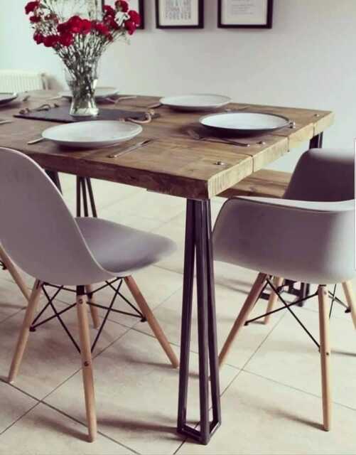 Table & Bench Set, Industrial Table Bench, Rustic Kitchen Table, Dinning Table, Bench, Reclaimed Dinning - image 1
