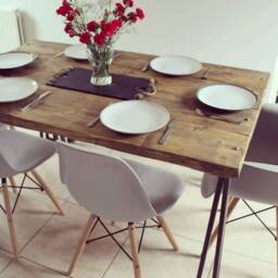 Table & Bench Set, Industrial Table Bench, Rustic Kitchen Table, Dinning Table, Bench, Reclaimed Dinning - thumbnail 2