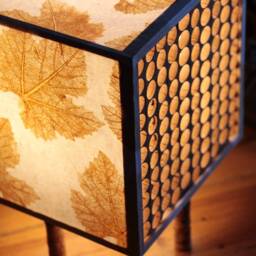 Cork & Paper Floor Lamp Handcrafted With Portuguese Natural Materials, Sustainable Indoor Lighting, Handmade Furniture, Vine Leaf Pattern - thumbnail 2