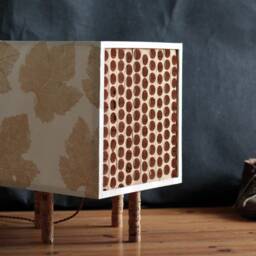 Cork & Paper Floor Lamp Handcrafted With Portuguese Natural Materials, Sustainable Indoor Lighting, Handmade Furniture, Vine Leaf Pattern - thumbnail 3