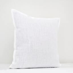 White Linen Euro Sham Set Handmade Decorative Pillow Covers - thumbnail 3