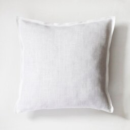 White Linen Euro Sham Set Handmade Decorative Pillow Covers - thumbnail 2