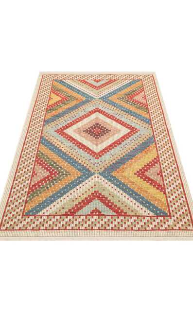 Cotton Turkish Kilim Rug Recycled Bohemian Flatweave Carpet - image 1
