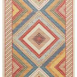 Cotton Turkish Kilim Rug Recycled Bohemian Flatweave Carpet - thumbnail 2