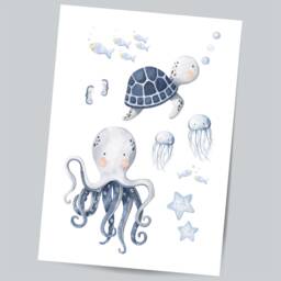 Personalised Sealife Nursery Prints Under The Sea Decor, Set Of 3 - thumbnail 3