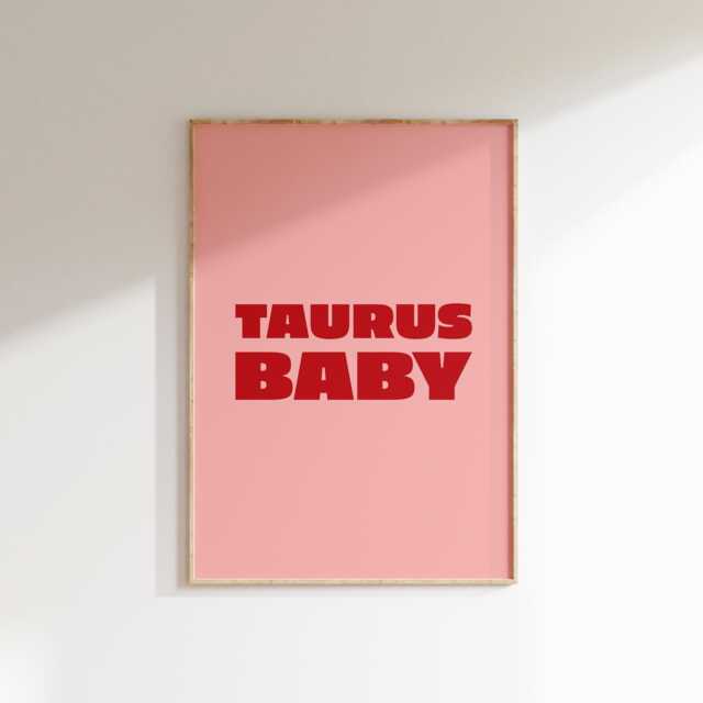 Taurus Baby Print Retro Star Sign Astrology Poster - image 1