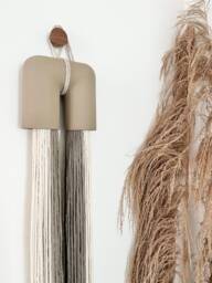 Ceramic Fiber Wall Hanging Modern Textile Art, Taupe Decor - 50