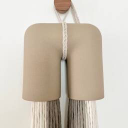 Ceramic Fiber Wall Hanging Modern Textile Art, Taupe Decor - 50 - thumbnail 3