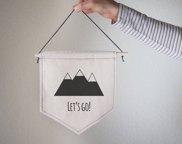 Hanging Canvas Wall Banner-Let's Go, Quote, Canvas, Wall Art, Home Decor, Office Decor, Mountains Banner - image 1