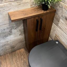 English Oak Rustic Wood Toilet Roll Paper Holder Unit Brush - thumbnail 3