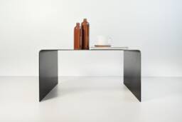 Minimalist Raw Steel Square Coffee Table Modern Industrial Living Room Decor - thumbnail 1