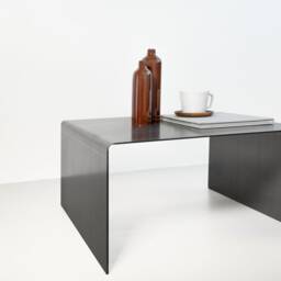 Minimalist Raw Steel Square Coffee Table Modern Industrial Living Room Decor - thumbnail 2