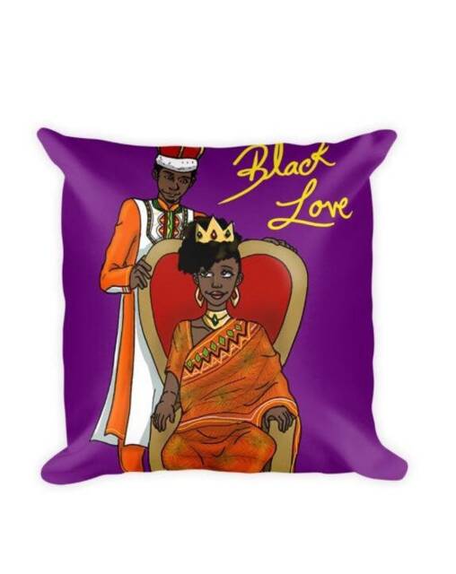 Double Sided Pillows, Throw Custom Home Decor, Stylish, Black Love, King & Queen, Royalty Illustration Art