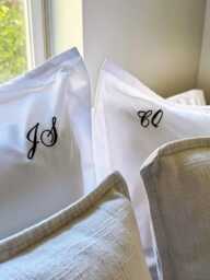 Personalized Embroidered Pillowcase - Oxford Sham - Custom Name Or Initials Dorm, Housewarming, Wedding & Bridesmaid Gift