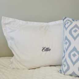 Personalized Embroidered Pillowcase - Oxford Sham - Custom Name Or Initials Dorm, Housewarming, Wedding & Bridesmaid Gift - thumbnail 3