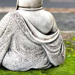 Concrete Buddha Statue Stone Sitting Sculpture Funny Figurine Outdoor Japanese Decoration Lover Gift Garden Ornament - thumbnail 4