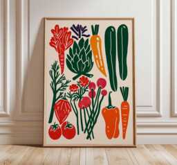 Vegetable Kitchen Poster, Modern Farmhouse Wall Art, Botanical Print, Scandinavian Style Decor, Garden Veggie Artwor - thumbnail 1