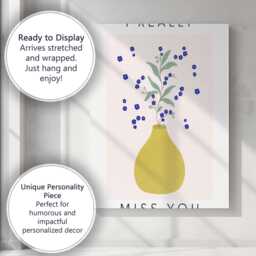 Delicate Blue Wildflower Vase Illustration Botanical Artwork Canvas Wall Art Print Decor Picture Ready To Hang - thumbnail 3