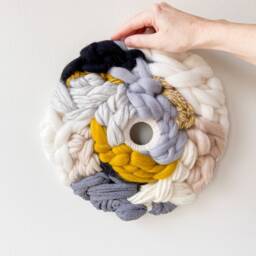 Round Woven Wall Hanging, Weaving Art For Bedroom, Circular Textured Decor - thumbnail 4