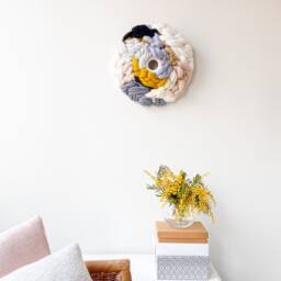 Round Woven Wall Hanging, Weaving Art For Bedroom, Circular Textured Decor - thumbnail 3