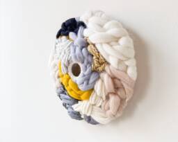 Round Woven Wall Hanging, Weaving Art For Bedroom, Circular Textured Decor