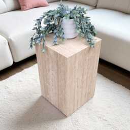 Beige Travertine Plinth Table - Modern Accent - thumbnail 1